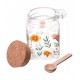 Pote 250ml Quadrado de Vidro com Tampa de Cortiça e Colher de Bambu Flora